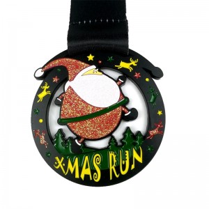 Op maat gemaakte medaille Santa Running Medals Custom Medals cadeau voor kerstmetaalmedailles